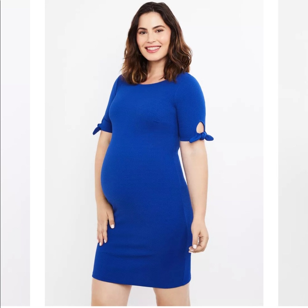 Motherhood Maternity TIE SLEEVE TEXTURED DRESS M